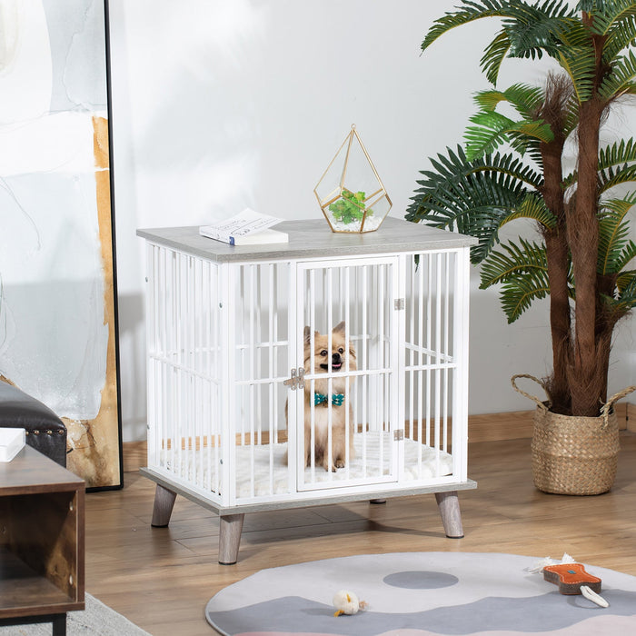 Pawhut Dog Crate, Furniture Style Pet Cage Kennel, End Table, Decorative Dog House, With Soft Cushio