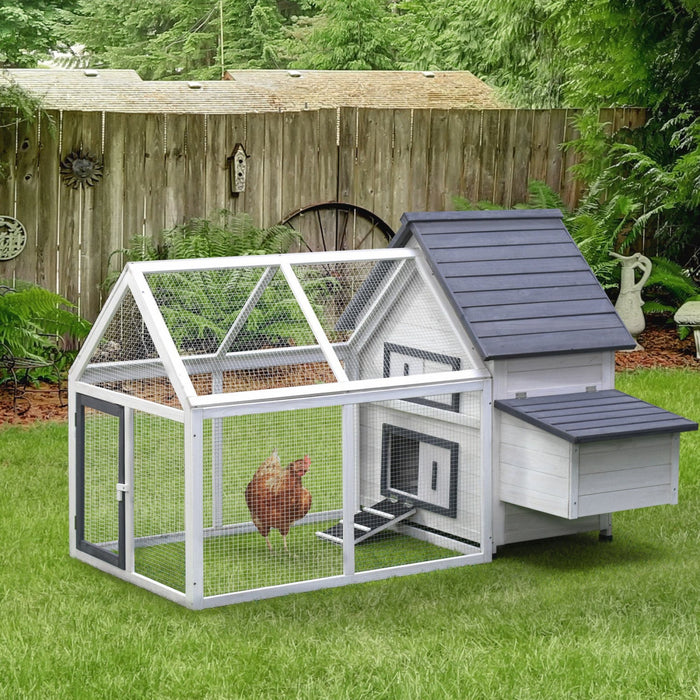 Pawhut 65\" Chicken Coop Wooden Hen House Rabbit Hutch Poultry Cage Pen Outdoor Backyard With Nesting