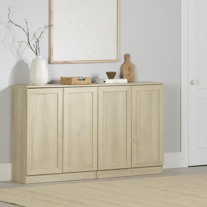Arum Set Of 2 Sideboards With Shelves Bleached Oak - South Shore Buffet