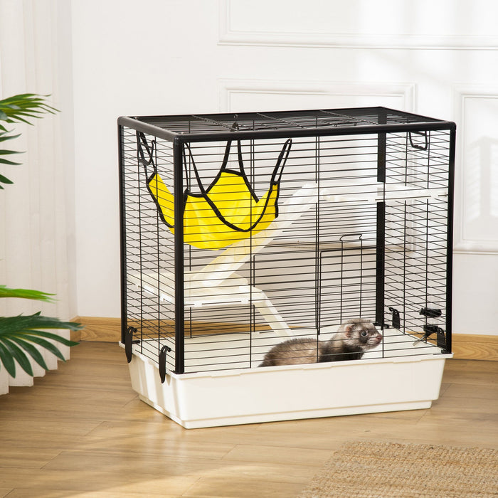 Pawhut Small Animal Cage Habitat Indoor Pet Play House For Guinea Pigs Ferrets Chinchillas, With Acc