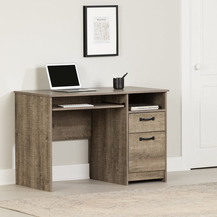 Tassio Desk with Keyboard Tray - Weathered Oak  