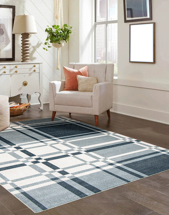 Roma Blue Machine Washable Area Rug - 5'0\" x 7'0\"