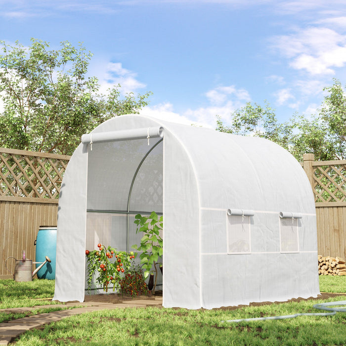 Outsunny 8.2x6.6x6.6ft Walk-in Tunnel Greenhouse Portable Garden Plant Growing Warm House With Door 