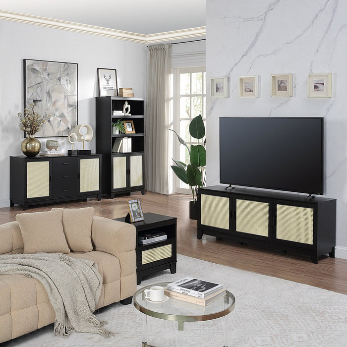Sheridan Mid-Century Modern 4-Piece Living Room Set in Black 