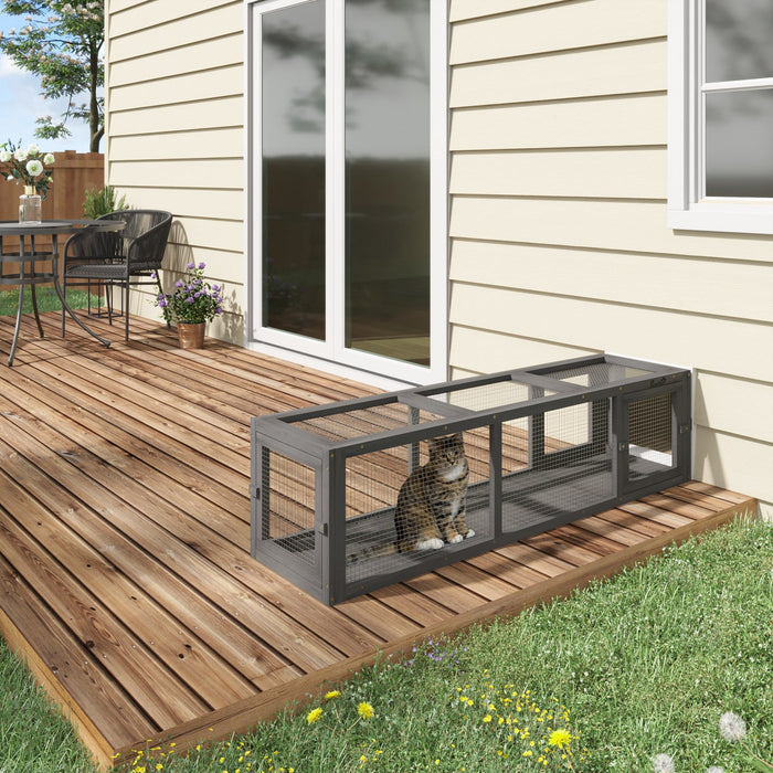 Pawhut 59\" Long Cat Tunnel, Cat Shelter L- Shape With Extendable Design, Cat Enclosure For Indoor/ou