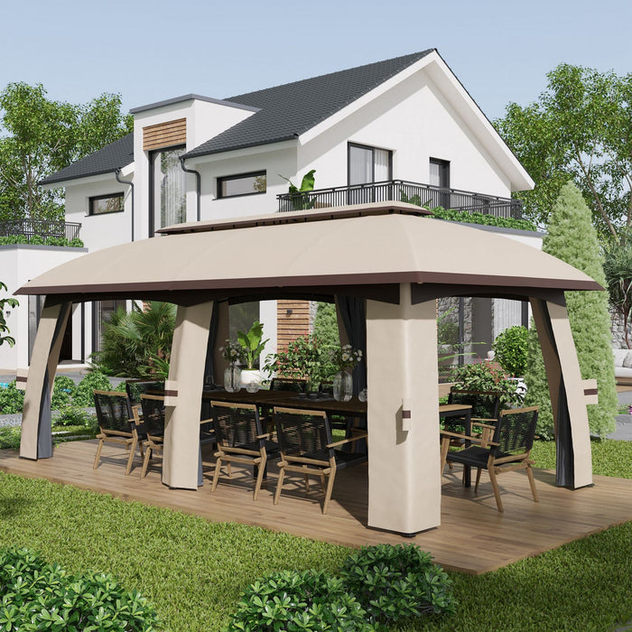 Outsunny 10' X 20' Patio Gazebo, Outdoor Gazebo Canopy Shelter With Netting, Vented Roof, Steel Fram