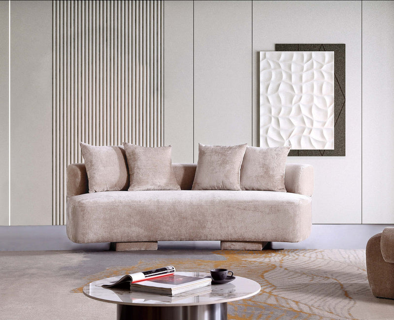 Verandah Mid-Century Modern 91\" Chenille Sofa in Beige 