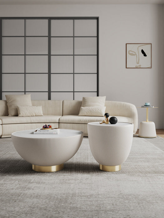 Anderson Modern 3-Piece Coffee Table & End Table Set in Cream 