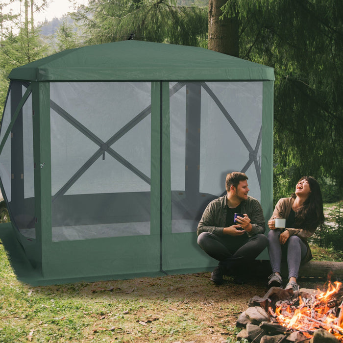 Outsunny Pop-up Screen House Gazebo Camping Outdoor Instant Setup Tent Fits 3-4 People 210d Material
