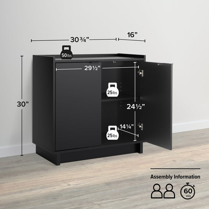 Prepac Simply Modern 2-Door Console Buffet - Black