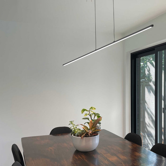 Dainolite Array LED Horizontal Pendant 56w 72\" Matte Black Finish White Acrylic Diffuser Lamp