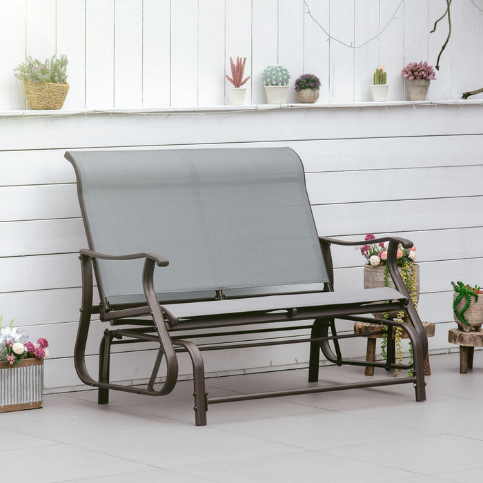 Outsunny 2-person Outdoor Glider Chair For Outdoor, Backyard, Light Grey