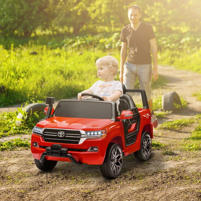 Qaba 12v Electric Powered Ride-On Car For Kids, Toyota Land Cruiser Licensed Kids Car With Parent Re