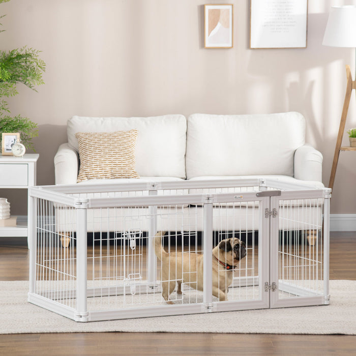 Pawhut Dog Playpen, 6 Panels 24.5\" Heavy Duty Pet Playpen, Foldable Dog Exercise Pen With Door Indoo