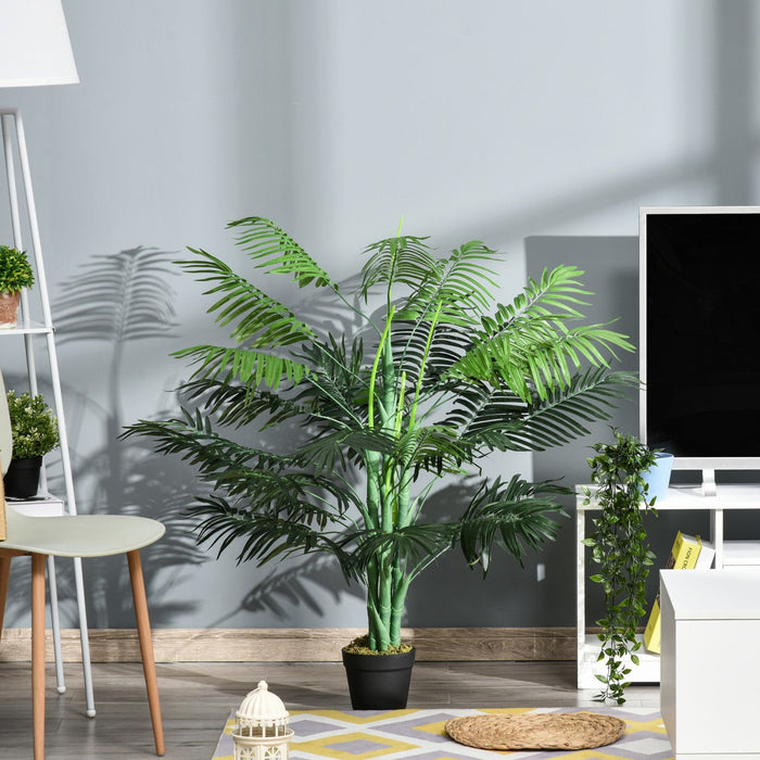 Outsunny 4FT Artificial Tropical Palm Tree Faux Plant with Lifelike Leaves
