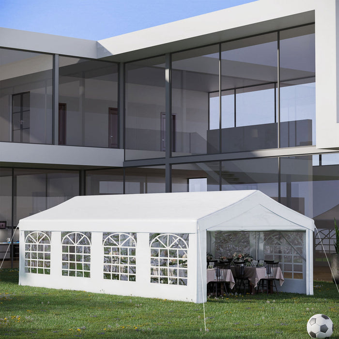 Outsunny 13’x26’ Heavy-duty Outdoor Carport Party Event Tent Patio Gazebo Canopy With 4 Sidewalls, W