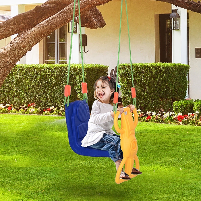 Qaba Kids Swing Set Tree Swing Children Rider Glider With Plastic Hanging For 3+ Years Old Boys And 