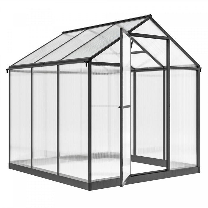Outsunny 8' X 6' X 6.4' Walk-in Polycarbonate Greenhouse, Charcoal Grey
