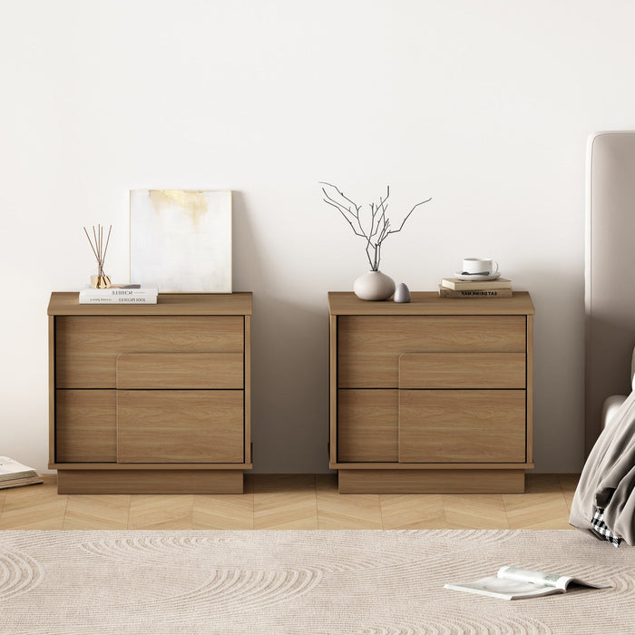 Horizon Modern 22\" Nightstand in Maple (2-Drawer) - Set of 2 