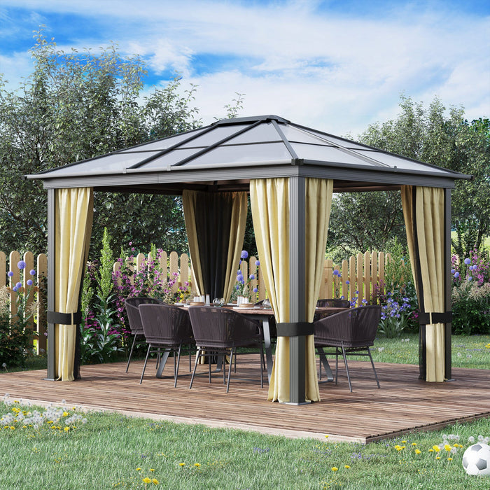 Outsunny 10' X 12' Hardtop Gazebo, Outdoor Gazebo Canopy Sun Shelter Waterproof With Aluminum Frame,