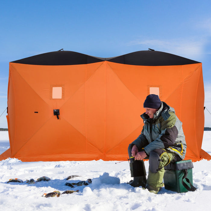 Outsunny 8-person Pop-up Ice Fishing Shelter, Portable Ice Fishing Tent With Ventilation Windows And