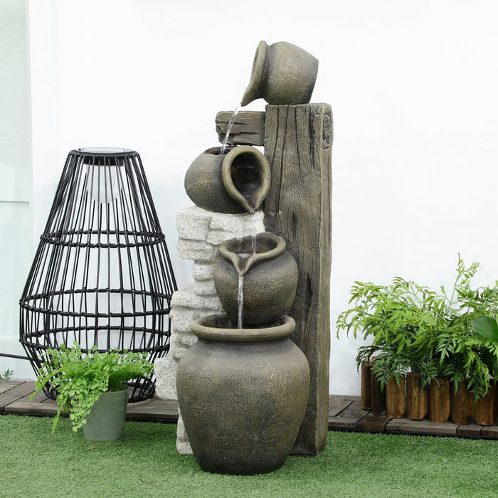 Outsunny Wine Jars Waterfall Fountain 4-tier Outdoor Fountain Water Feature