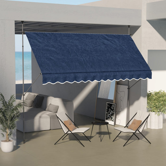 Outsunny 11.5' X 4' Manual Retractable Awning, Non-screw Freestanding Patio Sun Shade Shelter With S