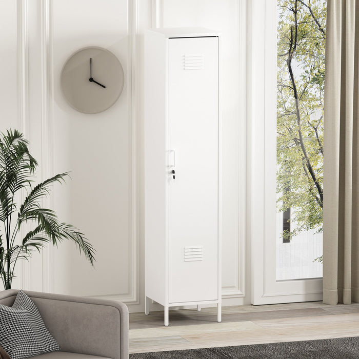 Naomi Modern 15\" Metal Storage Cabinet in White Armoire 
