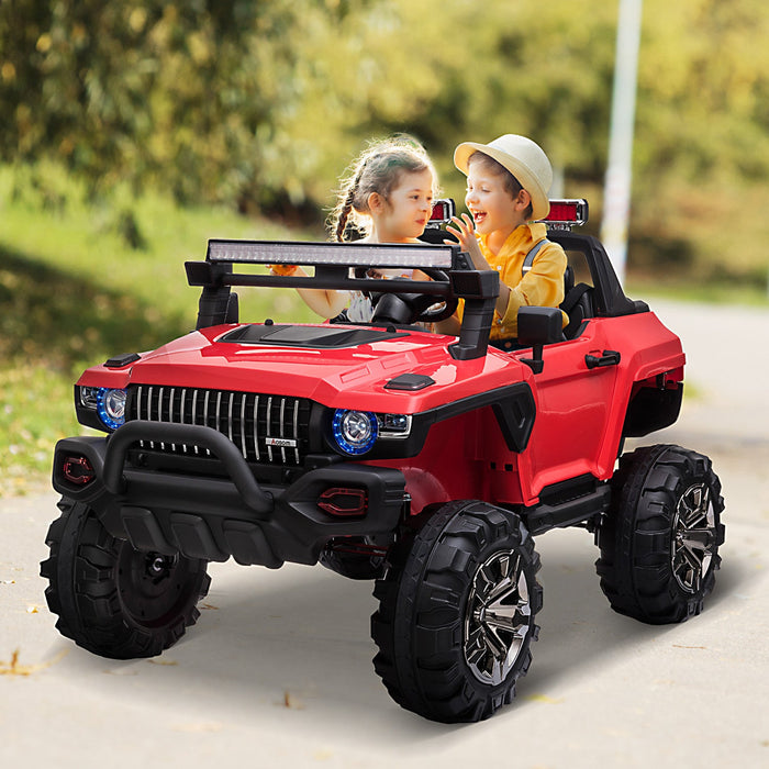 Aosom Kids Ride-on Car 12v Rc 2-seater Police Truck Electric Car For Kids With Full Led Lights, Mp3,