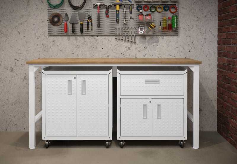Fortress Modern 3-Piece Garage Set in White Garage Storage 