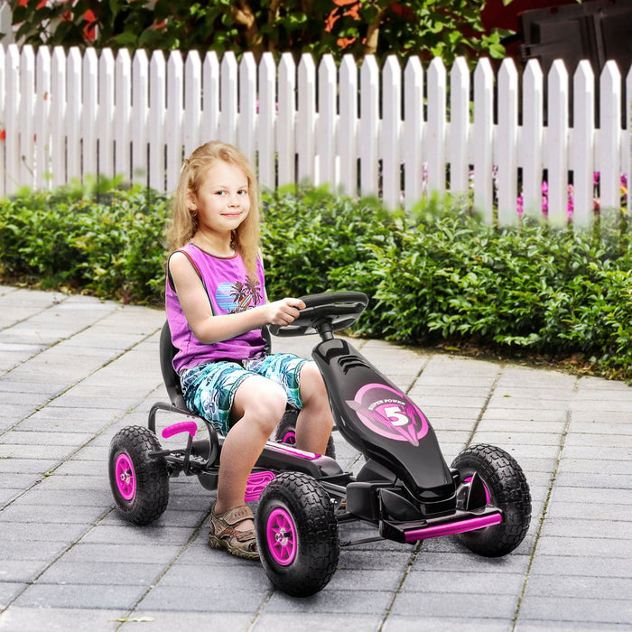 Aosom Kids Pedal Go Kart, Ride On Toys For Boys Girls With Ergonomic Adjustable Seat, Rubber Wheels 