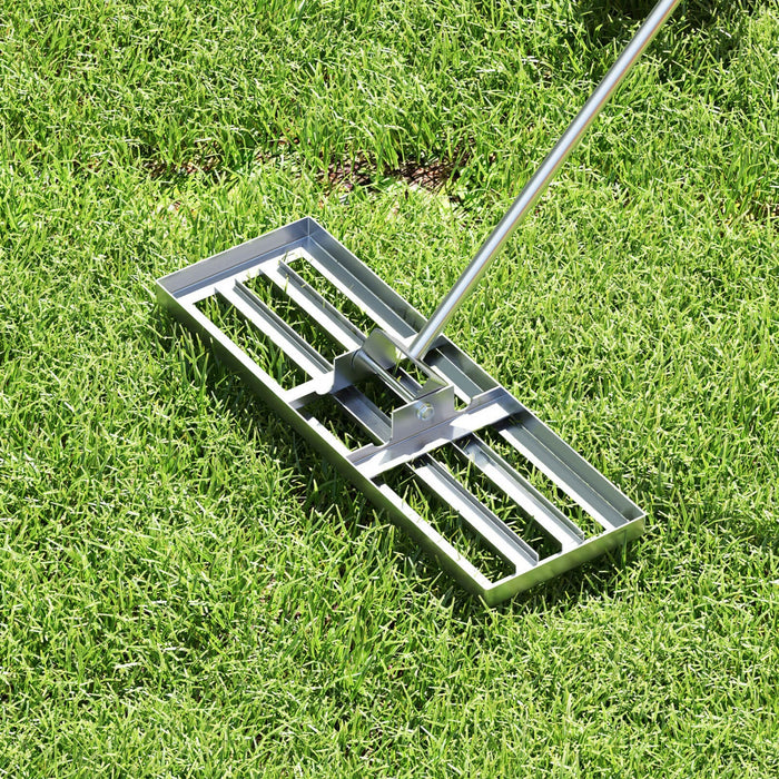 Costway Lawn Leveling Rake 30" X 10" Heavy Duty Level Lawn Tool For Garden Backyard/lawn Silver