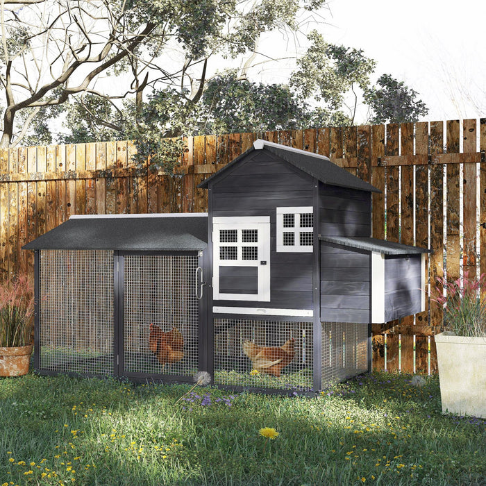 Pawhut 84\" Chicken Coop Wooden Hen House Rabbit Hutch Poultry Cage Pen Outdoor Backyard With Nesting