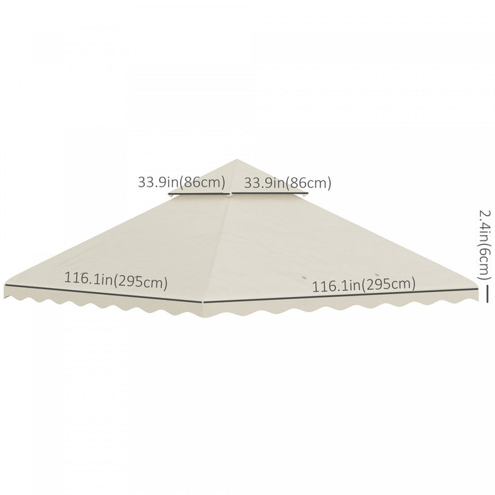 Outsunny 10' X 10' Gazebo Replacement Canopy, 2-tier Gazebo Cover, Cream