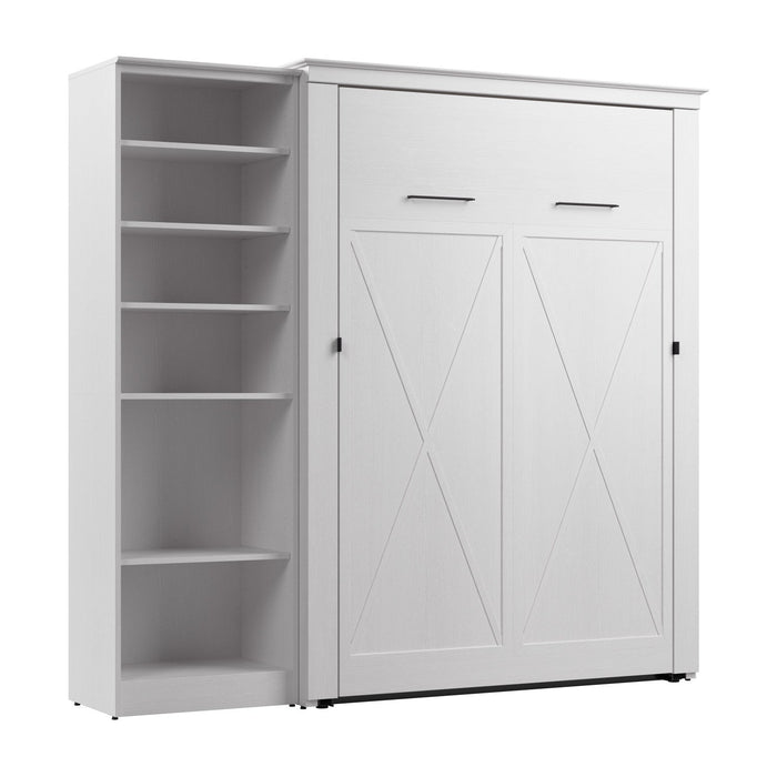Bestar Key West Full Murphy Bed with Closet Organizer (88 W) - Pure White Oak