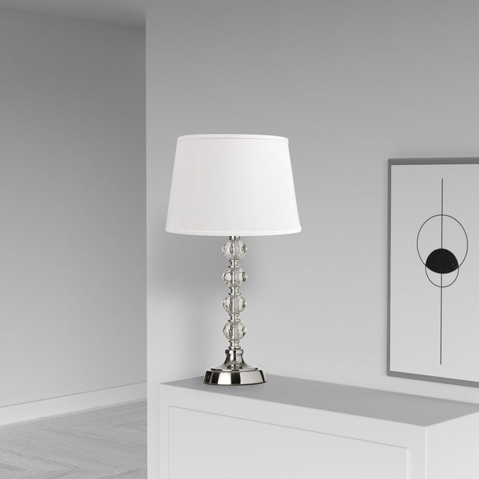 Dainolite Crystal 1 Light Table Lamp Crystal Ball Short Polished Chrome White Shade