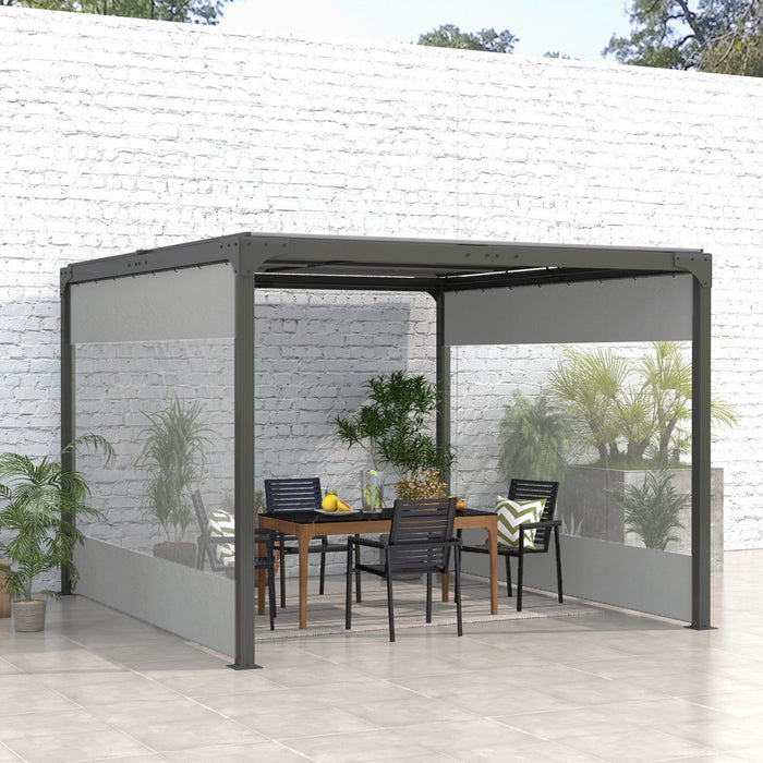 Outsunny Pergola Curtains With Large Windows For 10' X 10' Pergola, 2 Pack