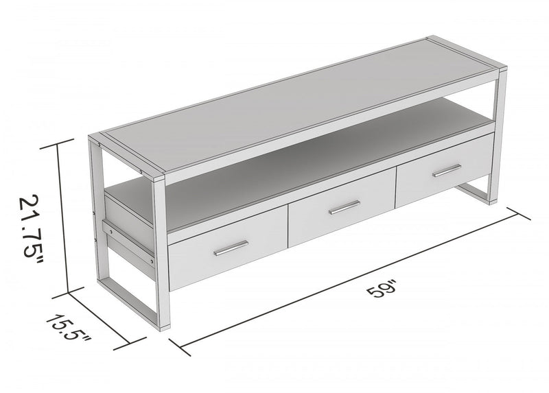 59” Light Wood TV Stand With 3 Drawers And 1 Shelf - Brown Reclaimed Wood 