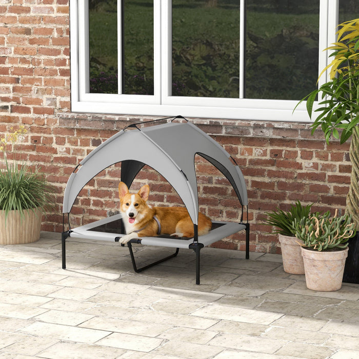 Pawhut Elevated Dog Bed With Canopy, Cooling Dog Cot Bed For Camping, Portable Raised Pet Cot With W