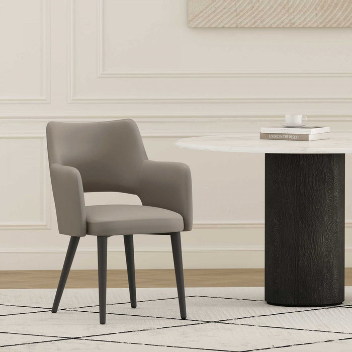 Tremont Modern Metal Vegan Leather Armchair in Taupe 