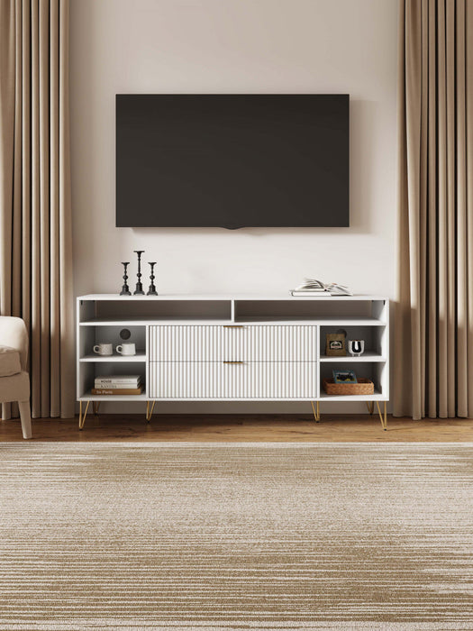 Dumbo Modern 63\" Fluted TV Stand in White 