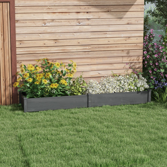 Outsunny Wooden Raised Garden Bed With 2 Planter Box, Fabric Liner