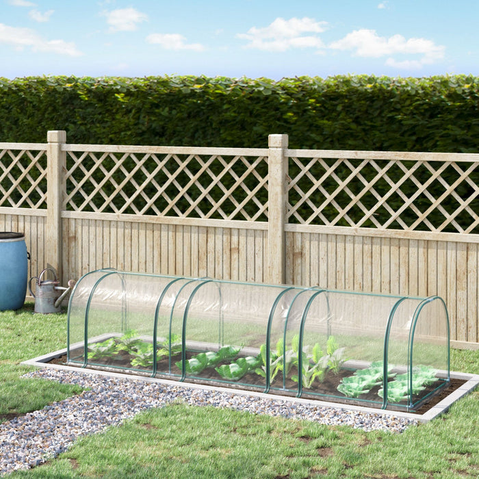 Outsunny 11.5' X 3' X 2.5' Portable Mini Tunnel Greenhouse With 3 Zipped Doors, Portable Small Green