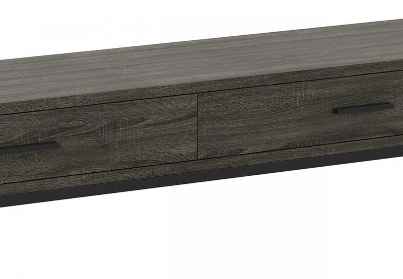 48” Modern Console Table With 2 Drawers - Dark Grey Wood With Black Metal 