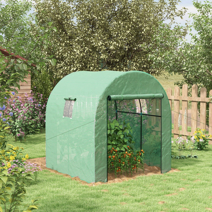 Outsunny 6' X 6' X 6.6' Tunnel Greenhouse With Doors And Mesh Windows, Walk-in Green House With Uv-r