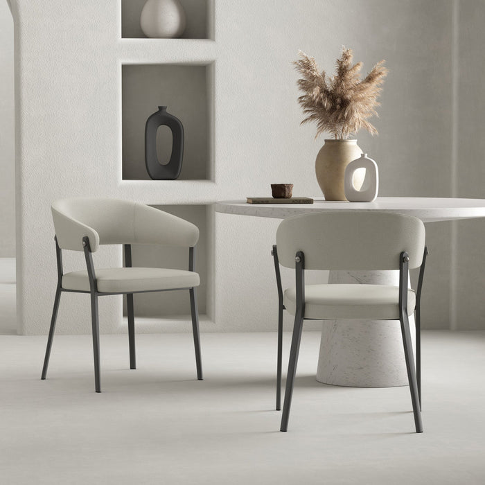Belle Modern Metal Upholstered Dining Chair in Oatmeal - Set of 2 