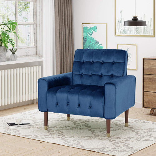Henley Modern Accent Seating Arm Chair With Tufted Back,polyester Upholstery,blue Accent Chair 