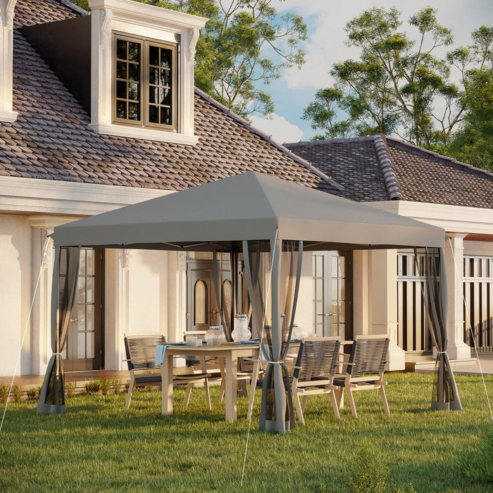Outsunny 10' X 10' Pop Up Canopy Tent Gazebo With Removable Mesh Sidewall