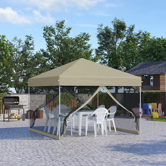 Outsunny 10' X 10' Pop-up Canopy Tent Outdoor Party Tent With Mesh Walls