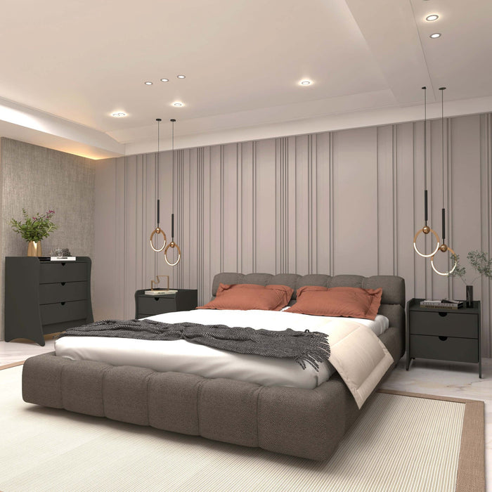 Coney Mid-Century Modern 3-Piece Dresser Set in Charcoal Gray 